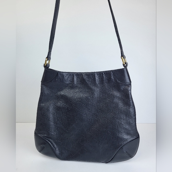 GUCCI Guccissima Hobo Black Leather Shoulder Bag - Picture 1 of 13
